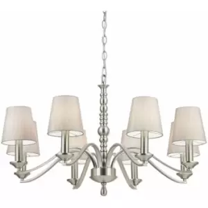 Hanging Ceiling Pendant Light satin nickel 8x Shade Lamp Bulb Feature Fitting