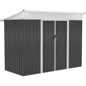 Outsunny - Pend Garden Storage Shed w/ Sliding Door Ventilation Window Sloped Roof - Dark Grey