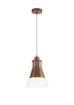 Ceiling Dome Pendant, 1 x E27, Antique Copper, Clear Glass