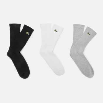 Lacoste Mens 3 Pack Socks - Silver Chine/White/Black - 43-46