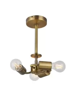 Baymont Antique Brass 3 Light E27 Universal Semi Flush Ceiling Fixture, Suitable For A Vast Selection Of Shades