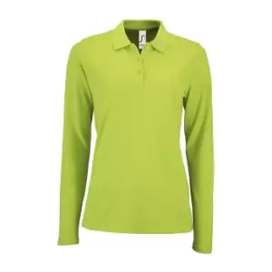 SOLS Womens/Ladies Perfect Long Sleeve Pique Polo Shirt (M) (Apple Green)