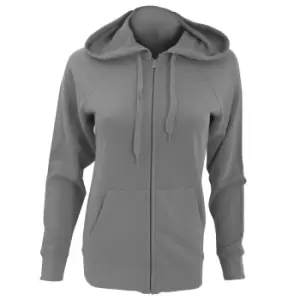 Fruit Of The Loom Ladies Fitted Lightweight Hooded Sweatshirts Jacket / Zoodie (240 GSM) (XS) (Light Graphite)