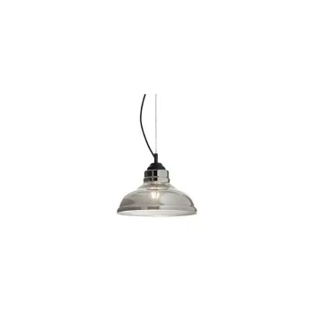 Ideal Lux Lighting - Ideal Lux Bistro' - 1 Light Dome Ceiling Pendant Black, Smokey Grey, Glass Plate, E27