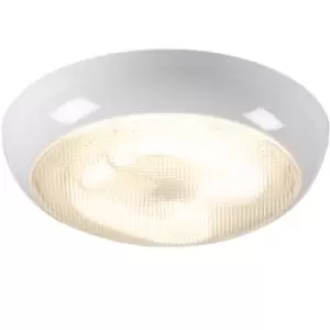 KnightsBridge IP44 38W HF Polo Bulkhead with Prismatic Diffuser and White Base