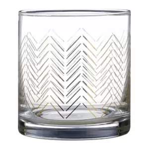 Premier Housewares Set of 4 Hand Blown Glass Tumblers - Gold Waves Design