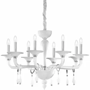 Ideal Lux Miramare - 8 Light Chandelier White Finish, E14