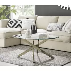 Furniturebox Novara Gold and Glass Round Minimalist Coffee Table