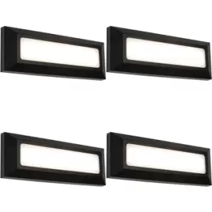 4 PACK Outdoor IP65 Pathway Guide Light - Direct 3W Warm White LED - Black ABS