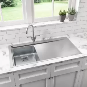 Single Bowl Chrome Stainless Steel Kitchen Sink with Right Hand Drainer - Taylor & Moore Oakley