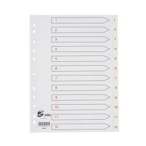 Elite A4 Premium Index White Tabs Polypropylene 1 12 White 940295