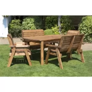 Samuel Alexander - Hand Made 6 Seater Chunky Rustic Wooden Garden Furniture Table and Chairs Set