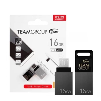 Team M151 16GB Dual OTG USB 2.0 and Micro USB Blk / Silver Flash drive