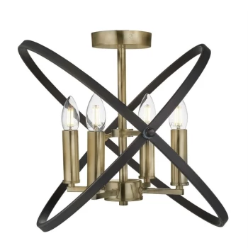 Searchlight Lighting - Searchlight Hoopla - 4 Light Semi Flush Bronze, Brown, E14