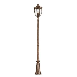 3 Light Large Outdoor Lamp Post British Bronze IP44, E14