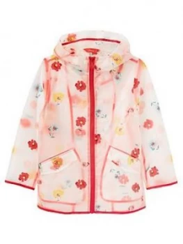 Joules Girls Raindance Clear Floral Raincoat - Multi, Size 3 Years, Women