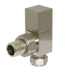 Heating Style Square Angled Radiator Valves - Brushed Nikel