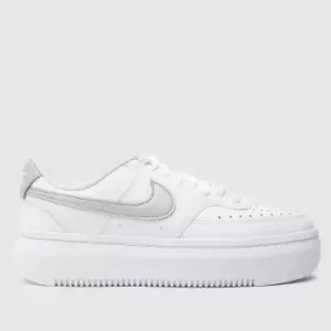 Nike White & Silver Court Vision Alta Trainers