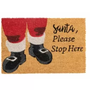 Nicola Spring - Christmas Coir Door Mat - 60 x 40cm - Santa