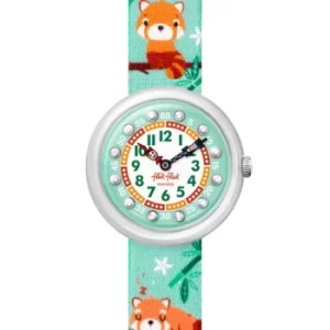 Flik Flak Pandamazing Two Tone Dial Green Textile Strap Childrens Watch FBNP173