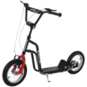 Reiten Kids 75-80cm Kick Scooter with Adjustable Handlebar, Inflatable Wheels & Brakes - Black/Red