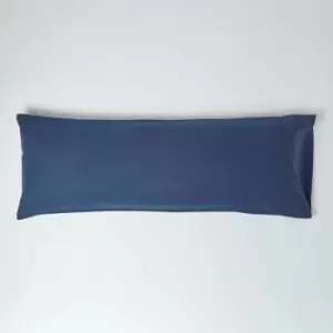 Navy Blue Linen Body Pillowcase - Blue - Homescapes