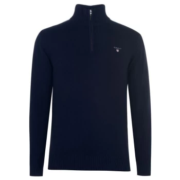 Gant Cotton Half Zip Jumper - Blue