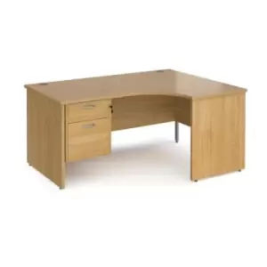 Office Desk Right Hand Corner Desk 1600mm With Pedestal Oak Top And Panel End Leg 1200mm Depth Maestro 25 MP16ERP2O