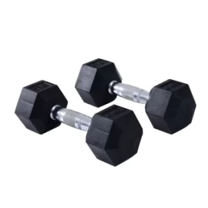 HOMCOM Rubber Hexagonal Dumbbell Set,2 pcs x 6 kg