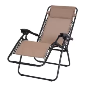 Outsunny Zero Gravity Lounger w/ Head Pillow - Beige