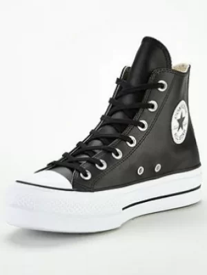 Converse Chuck Taylor All Star Leather Lift Platform Hi, Black/White, Size 4.5, Women