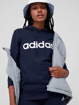 adidas Essentials Linear Hoodie - Navy/White Size XL Women