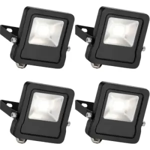 4 PACK Outdoor IP65 LED Floodlight - 10W Cool White LED - Angled Wall Bracket