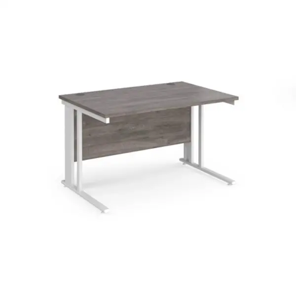 Maestro 25 straight desk 1200mm x 800mm - white cable managed leg frame, grey oak top