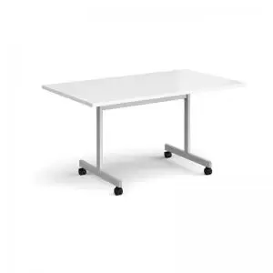 Rectangular fliptop meeting table with silver frame 1400mm x 800mm -