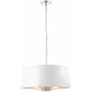 Ceiling Pendant Light Bright Nickel & Vintage White Fabric 3x 40W E14 e10196