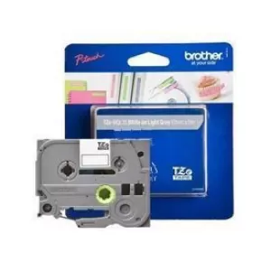 Brother TZE-MQL35 P-touch White on Light Grey Matt Laminated Tape 12mm x 5m