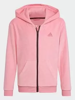 adidas Lounge Velour Hoodie, Pink, Size 9-10 Years