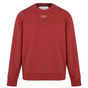 Calvin Klein Jeans Stacked Logo Crew Neck Sweatshirt - Red