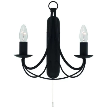 Searchlight Maypole - 2 Light Indoor Candle Wall Light Black, E14