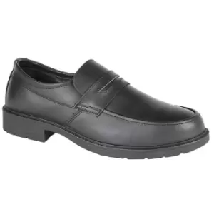 Grafters Mens Uniform/Managers Step In Safety Leather Shoe (41) (Black) - Black