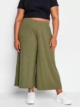 Yours Yours Rib Culottes Khaki, Green, Size 20, Women