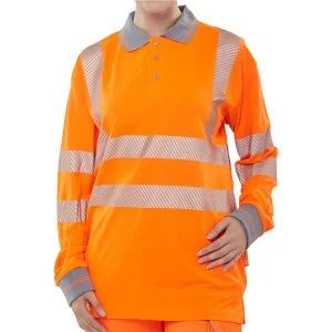 BSeen XXXLarge High Visibility Executive Long Sleeve Polo Shirt Orange