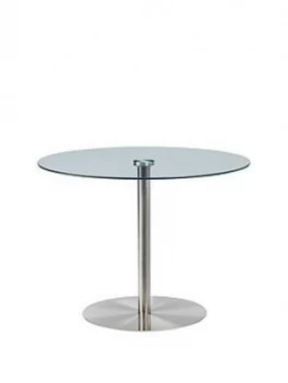 Julian Bowen Milan Round Glass Brushed Steel Pedestal Table