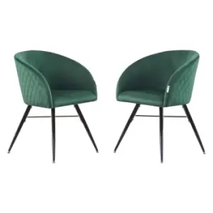 Vittorio LUX Velvet Upholstered Dining Chairs Set of 2 - Green - Green