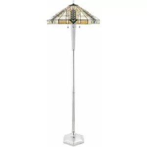 Loops - 1.6m Tiffany Multi Light Floor Lamp Aluminium & Stained Glass Shade i00020