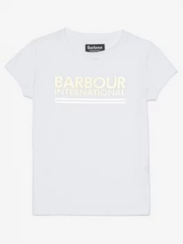 Barbour International Girls Reina Logo T-Shirt - White, Size Age: 8-9 Years, Women