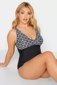 Geometric Print Plunge Swimsuit