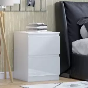 Stora Modern Bedside Cabinet - White Gloss Drawer Fronts on a Matt White Frame - White Gloss