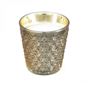 Embossed Gold Glass Wax Filled Pot Candle Prosecco Scent 350g